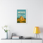 Chichén Itzá Mexico Framed Poster | Vintage Travel Wall Art | Black Walnut White Frame | 16x24 20x30