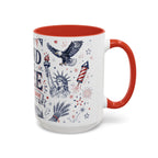 Land of the Free Coffee Mug | Home of the Brave 4th of July Gift | Accent Color Ceramic 11oz 15oz