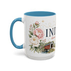 Indiana State Mug | Moving Away, Long Distance Friendship Gift | Botanical Map Accent Cup