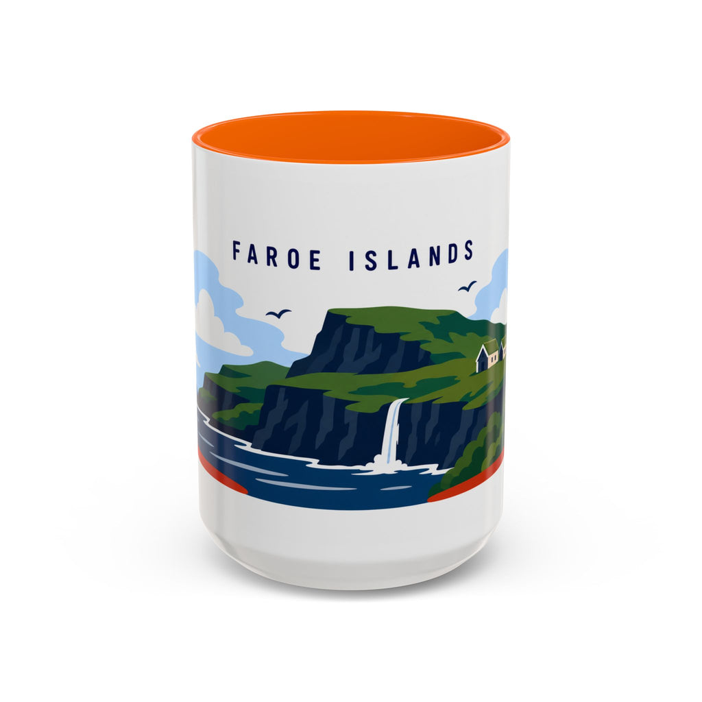 Faroe Islands Coffee Mug | Travel Destination Souvenir Gift | Accent Color Ceramic 11oz 15oz