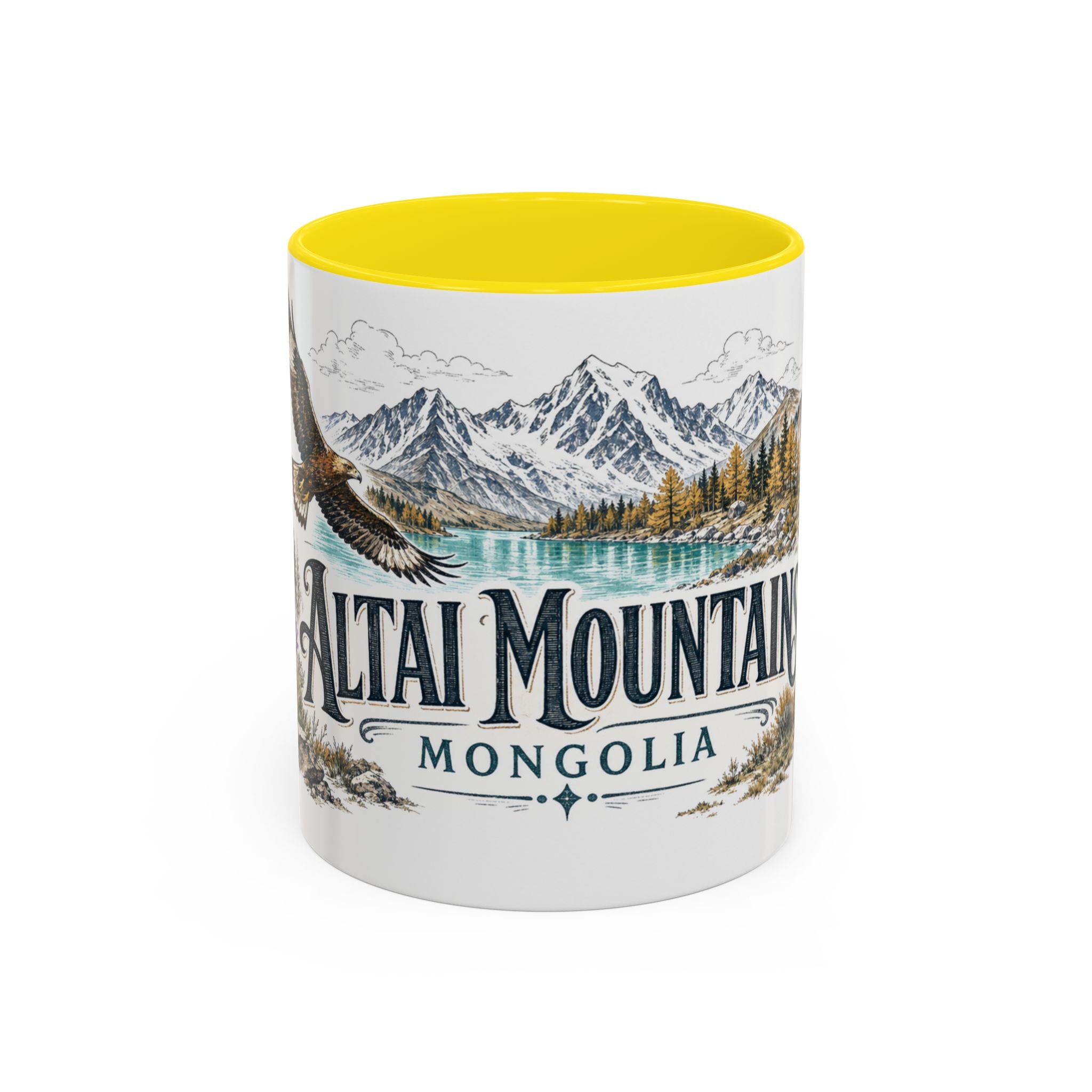 Altai Mountains Mug, Mongolia Travel Souvenir, Bucket List Gift, Accent Ceramic Coffee Mug 11oz 15oz