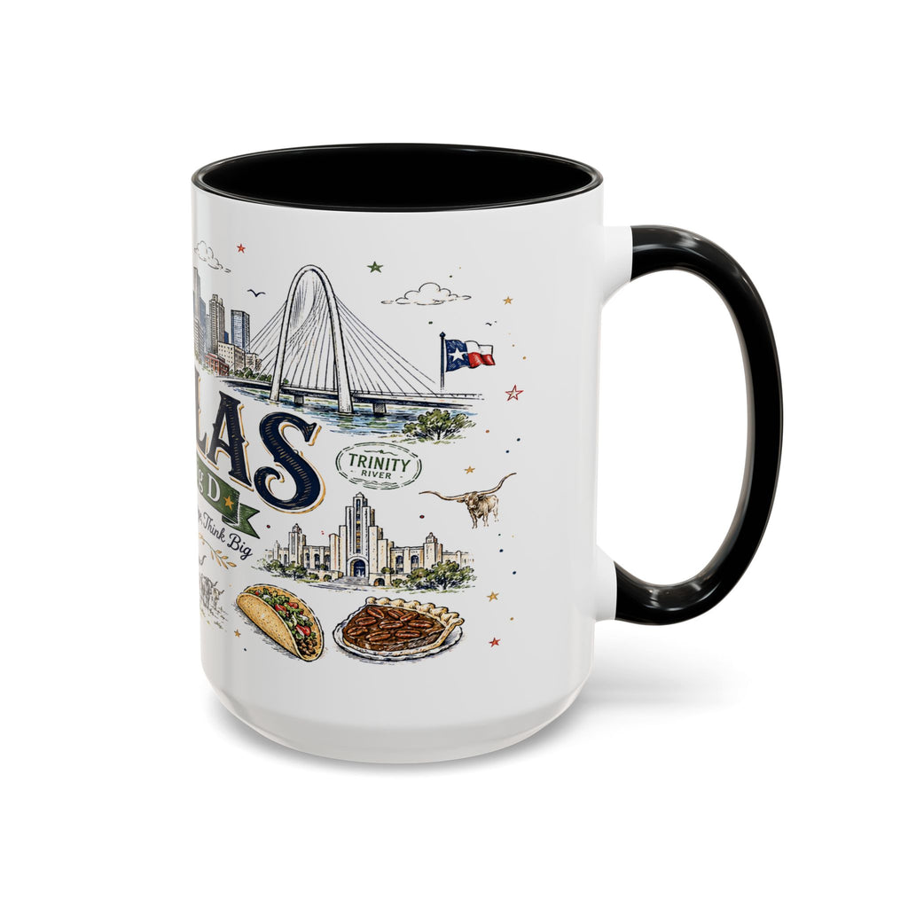 Dallas Coffee Mug | Texas Souvenir City Gift | Accent Color Ceramic 11oz 15oz