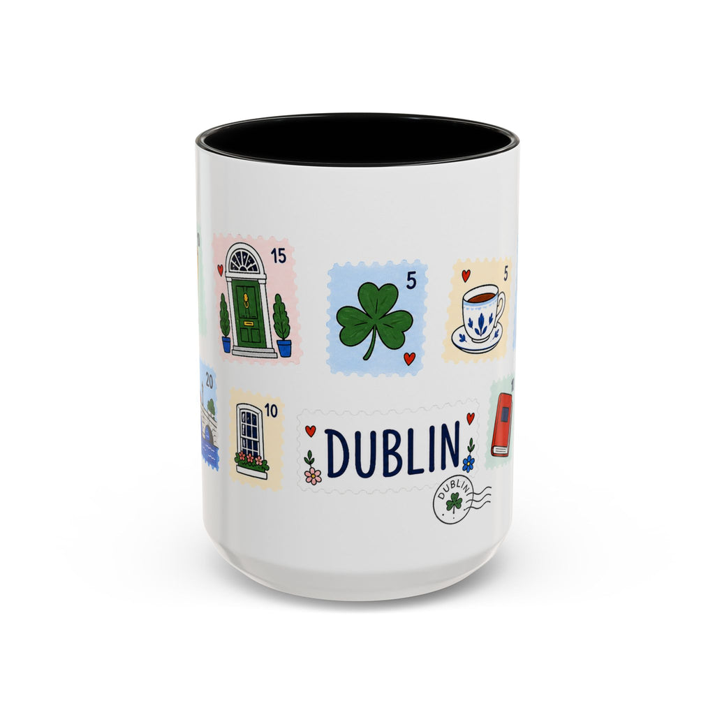 Dublin Coffee Mug | Postage Stamp Collage Mug | Travel Souvenir Accent Cup 11oz 15oz