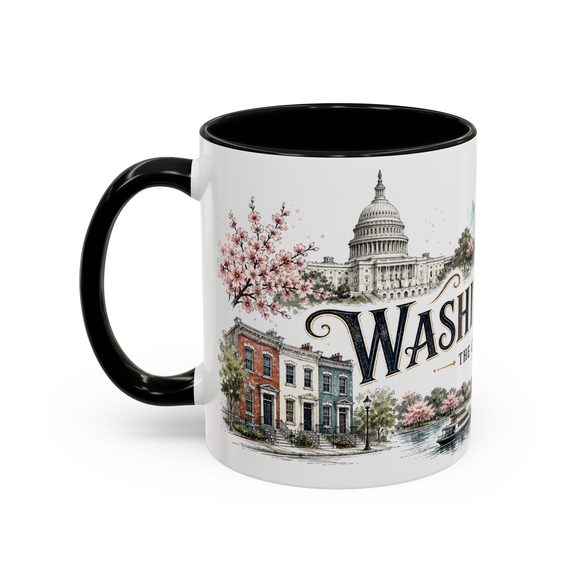 Washington DC Coffee Mug | United States Travel Souvenir | Vintage Illustrated City Gift | 11 oz 15 oz Accent Mug