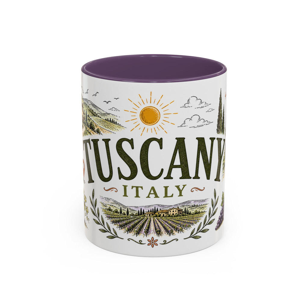 Tuscany Coffee Mug | Travel Destination Souvenir Gift | Accent Color Ceramic 11oz 15oz