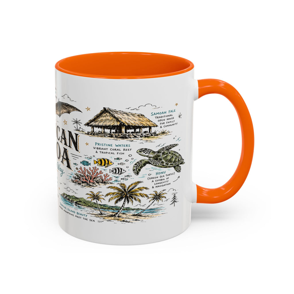 American Samoa National Park Coffee Mug | Pacific Island Rainforest Reef Gift | Accent Color Ceramic 11oz 15oz