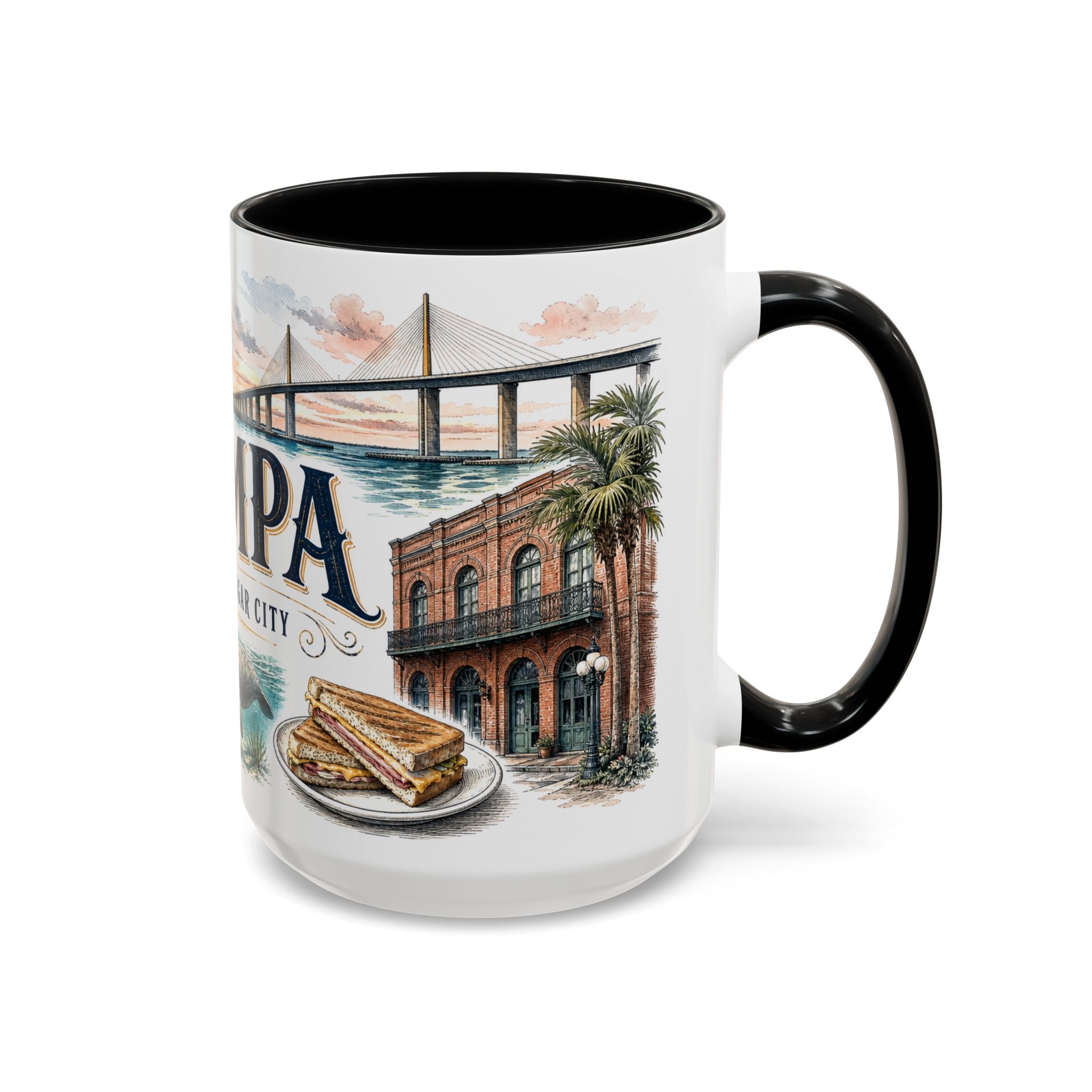 Tampa Coffee Mug | United States Travel Souvenir | Vintage Illustrated City Gift | 11 oz 15 oz Accent Mug