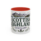 Scottish Highlands Coffee Mug | Travel Destination Souvenir Gift | Accent Color Ceramic 11oz 15oz