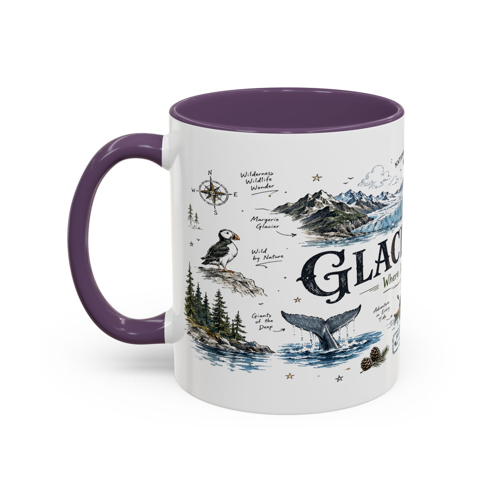 Glacier Bay National Park Coffee Mug | Alaska Wilderness Kayaking Gift | Accent Color Ceramic 11oz 15oz