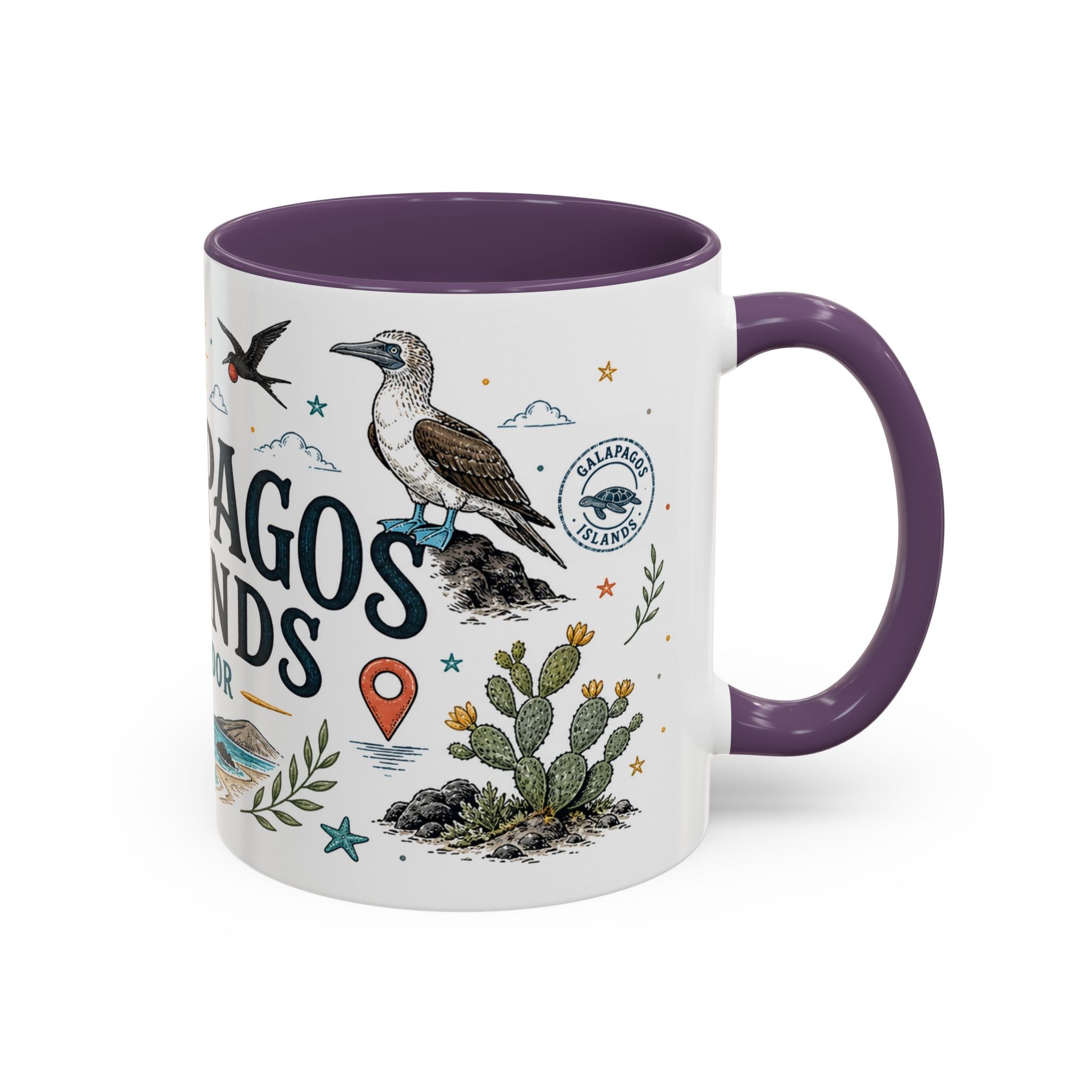 Galapagos Islands Coffee Mug | Travel Destination Souvenir Gift | Accent Color Ceramic 11oz 15oz