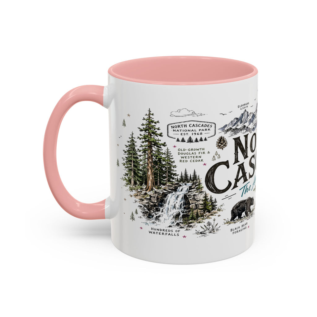 North Cascades National Park Coffee Mug | Washington Alpine Glacier Hiking Gift | Accent Color Ceramic 11oz 15oz
