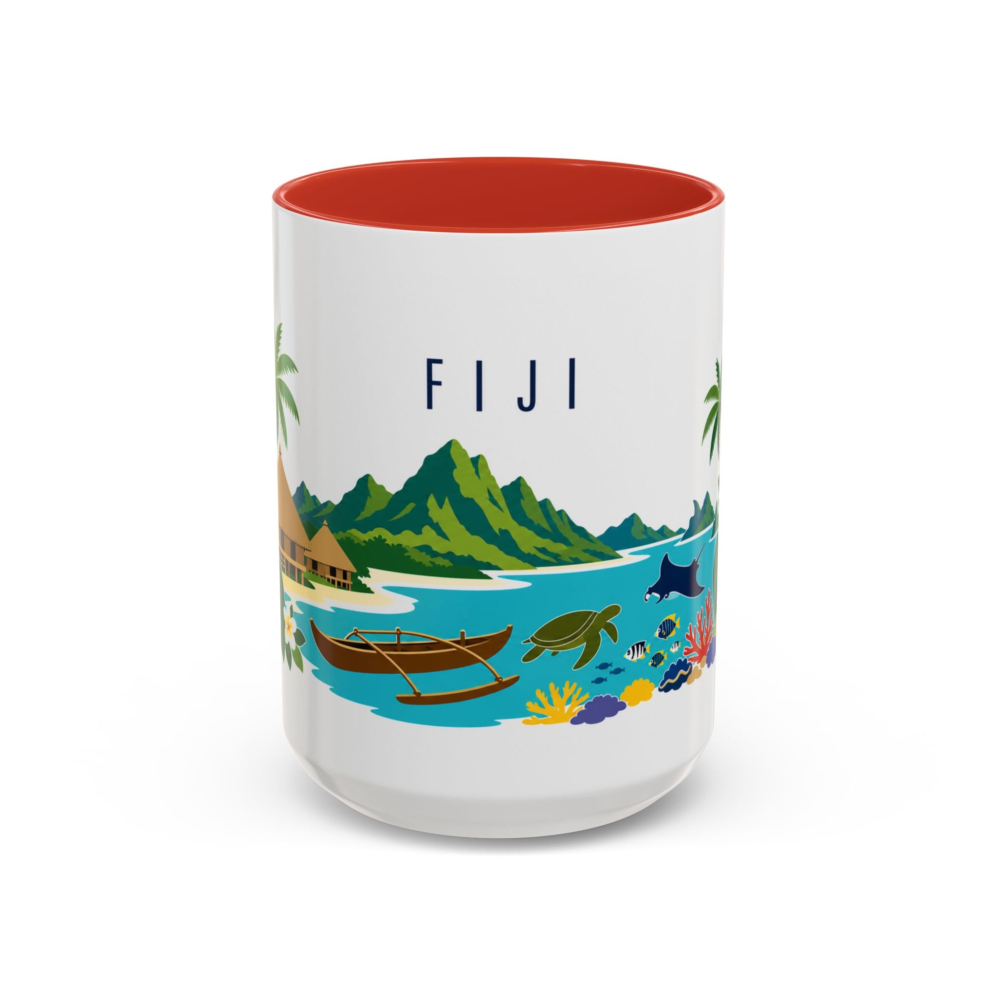 Fiji Coffee Mug | Travel Destination Souvenir Gift | Accent Color Ceramic 11oz 15oz