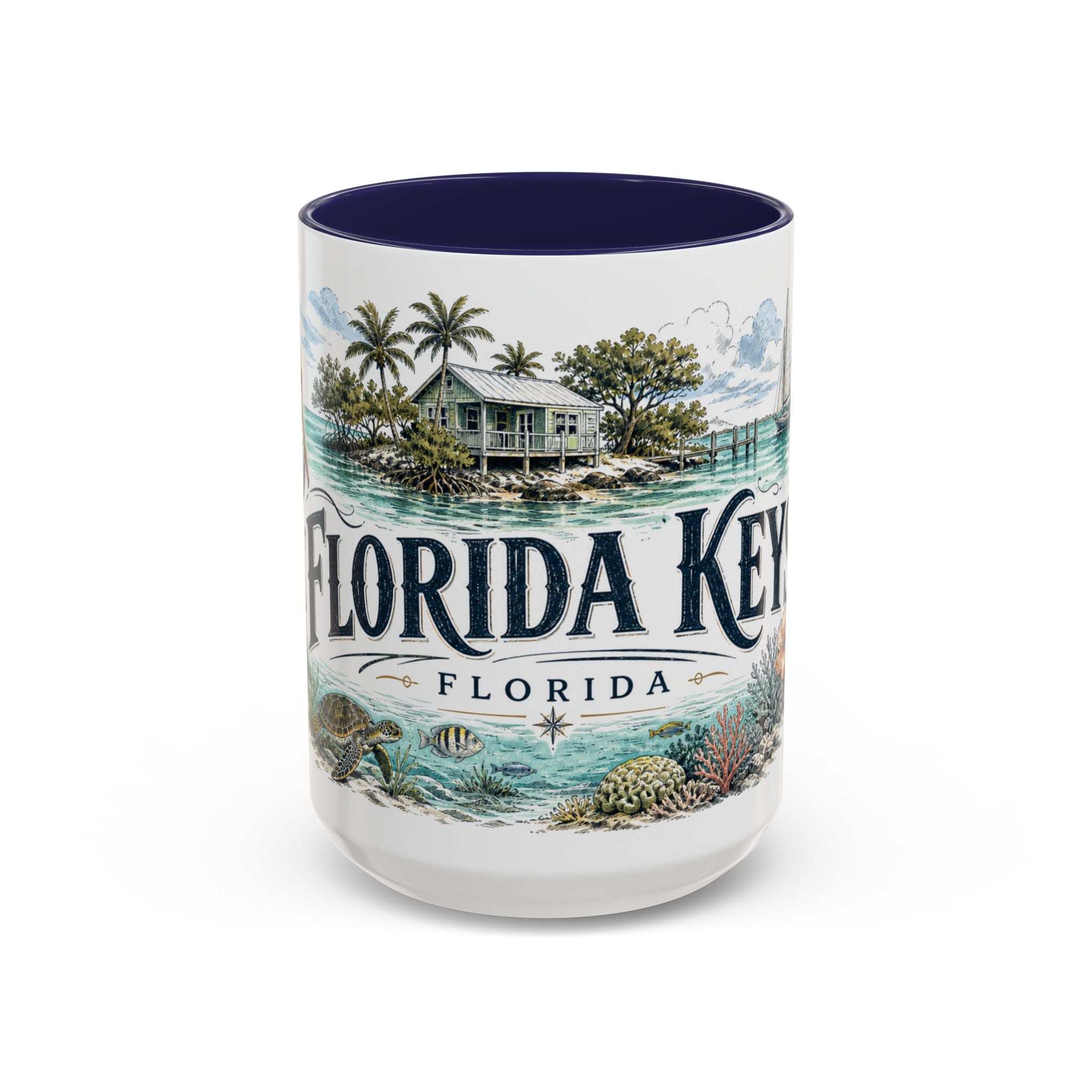 Florida Keys Mug, Florida Travel Souvenir, Bucket List Gift, Accent Ceramic Coffee Mug 11oz 15oz