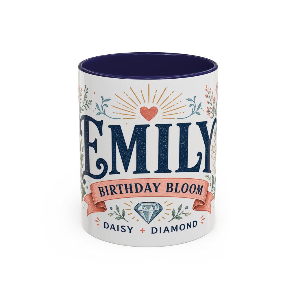 Personalized Name Birth Month Mug | Birth Flower Stone Birthday Gift | 11oz 15oz