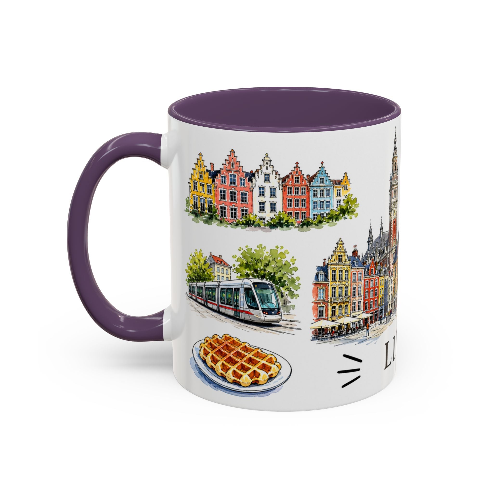 Lille Illustrated Travel Mug | City Souvenir Accent Coffee Mug | 11oz 15oz Ceramic Cup