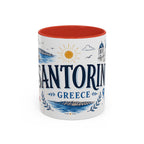 Santorini Coffee Mug | Travel Destination Souvenir Gift | Accent Color Ceramic 11oz 15oz