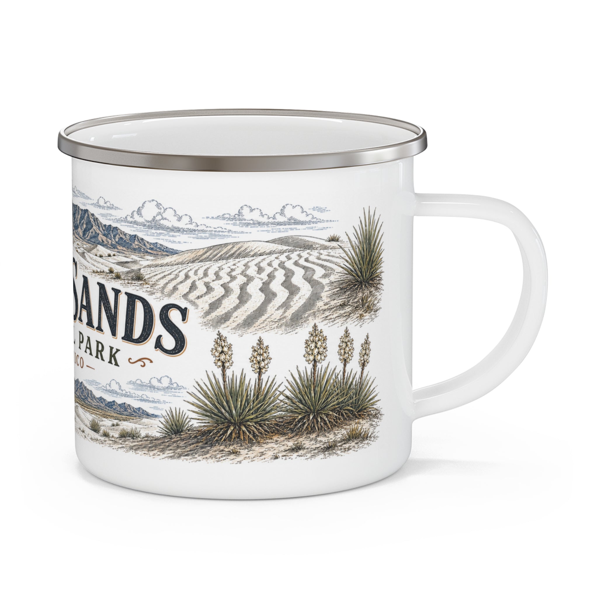 White Sands National Park Vintage Enamel Camping Mug | 12oz National Park Hiking Gift