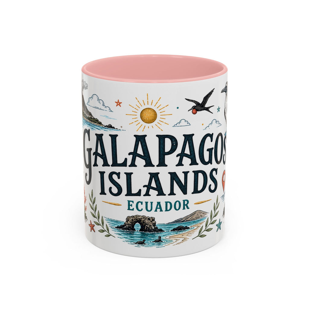 Galapagos Islands Coffee Mug | Travel Destination Souvenir Gift | Accent Color Ceramic 11oz 15oz
