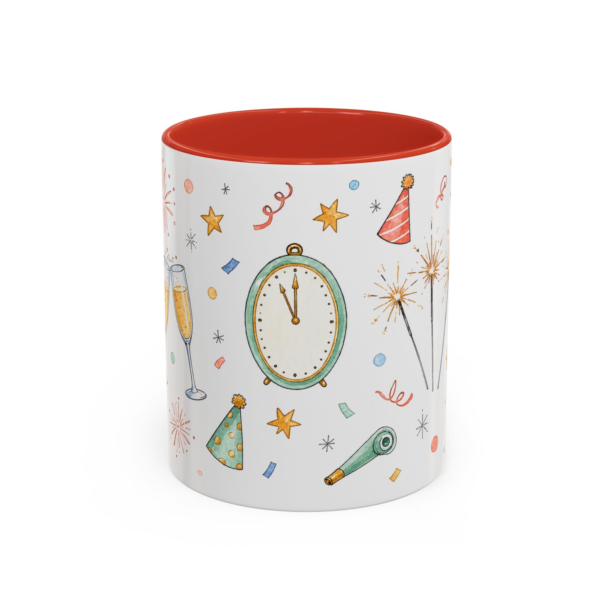 New Year Sparkler Mug | Champagne Toast Watercolor Party Gift | Accent Cup 11oz 15oz