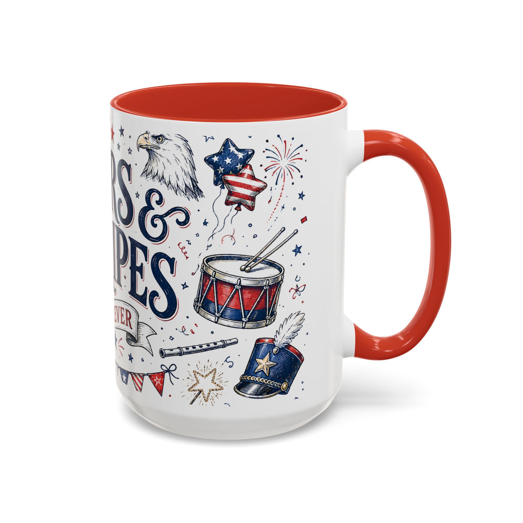 Stars and Stripes Forever Coffee Mug | Patriotic 4th of July Gift | Accent Color Ceramic 11oz 15oz