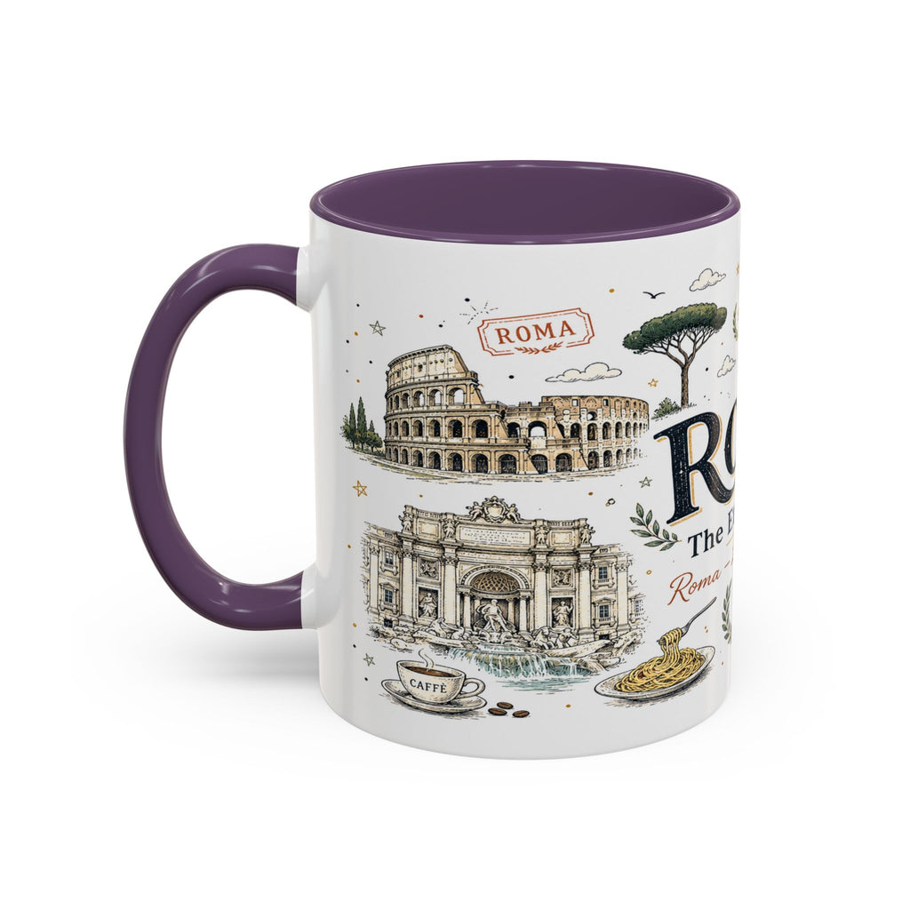 Rome Coffee Mug | Italy Souvenir Travel Gift | Accent Color Ceramic 11oz 15oz