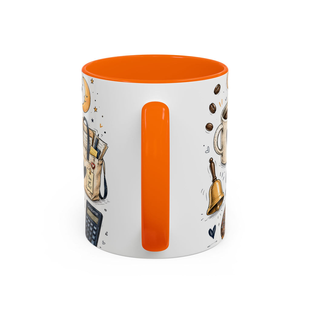 Teacher Fuel Coffee Mug | Powered by Coffee and Wine Funny Gift | Accent Color Ceramic 11oz 15oz
