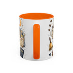 Teacher Fuel Coffee Mug | Powered by Coffee and Wine Funny Gift | Accent Color Ceramic 11oz 15oz