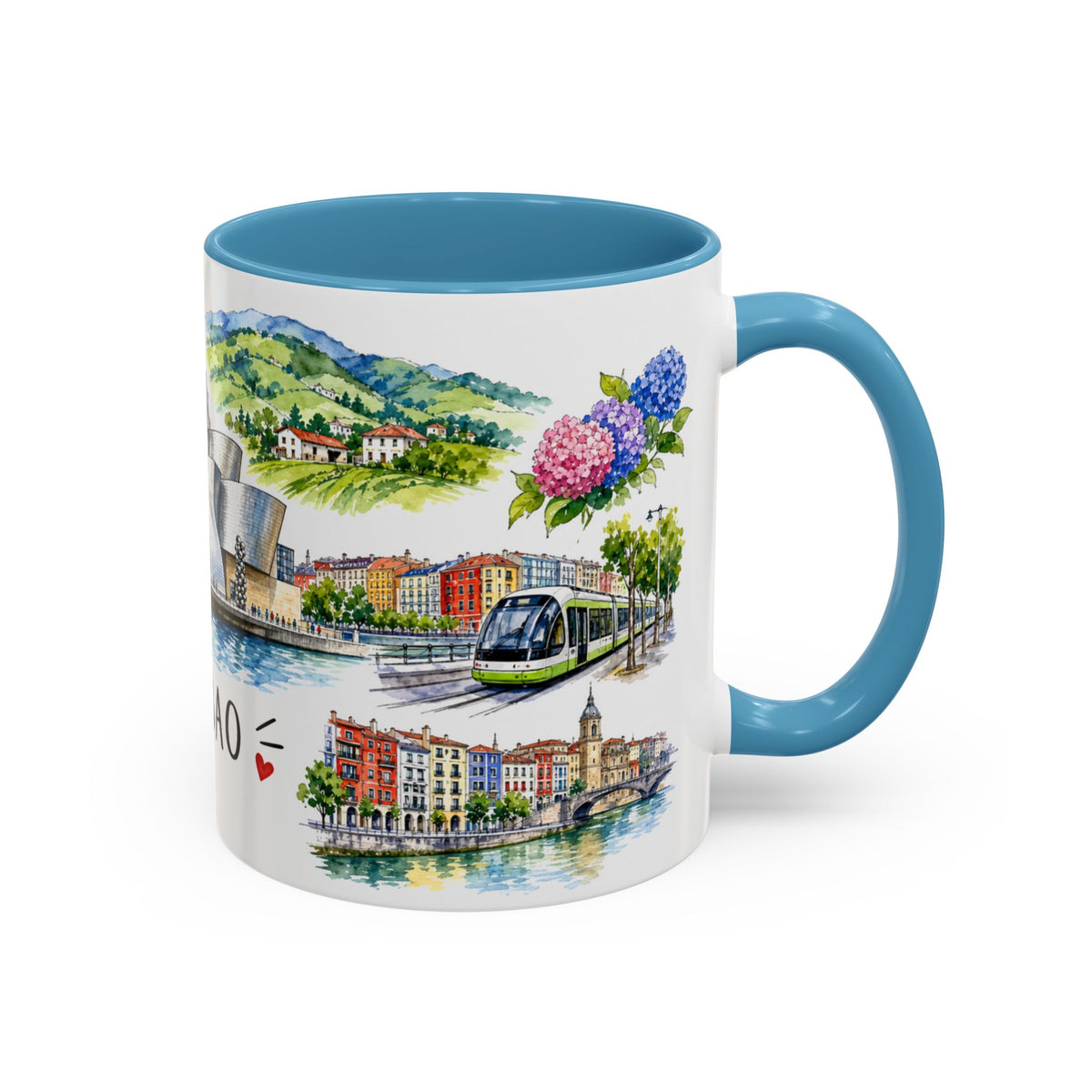 Bilbao Illustrated Travel Mug | City Souvenir Accent Coffee Mug | 11oz 15oz Ceramic Cup