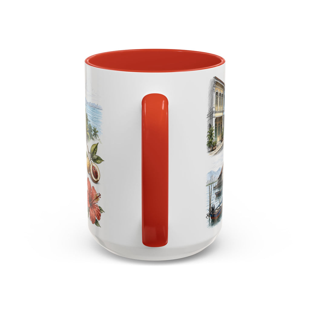 Penang Island Coffee Mug | Malaysia Travel Souvenir | Vintage Illustrated City Gift | 11 oz 15 oz Accent Mug