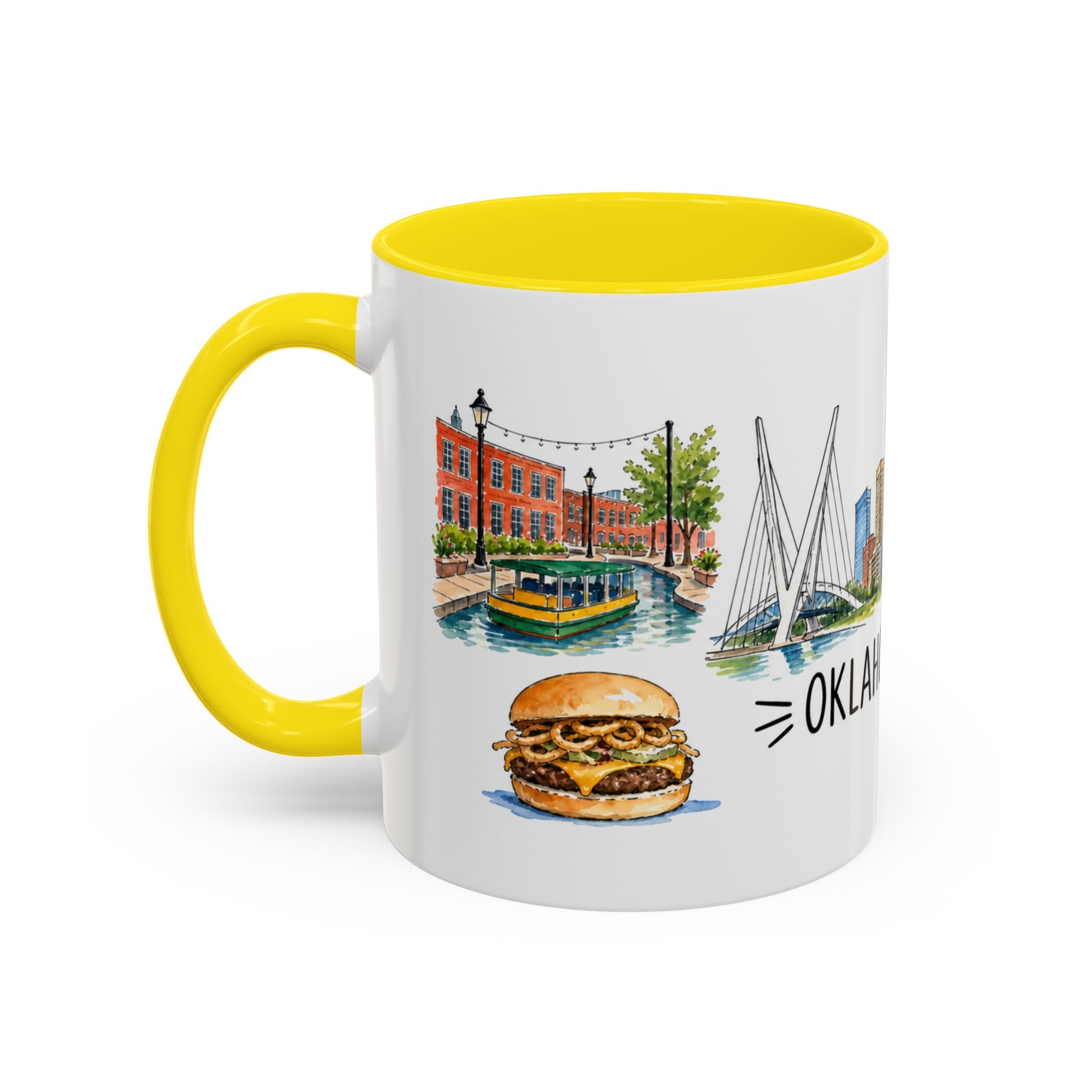 Oklahoma City Illustrated Travel Mug | City Souvenir Accent Coffee Mug | 11oz 15oz Ceramic Cup