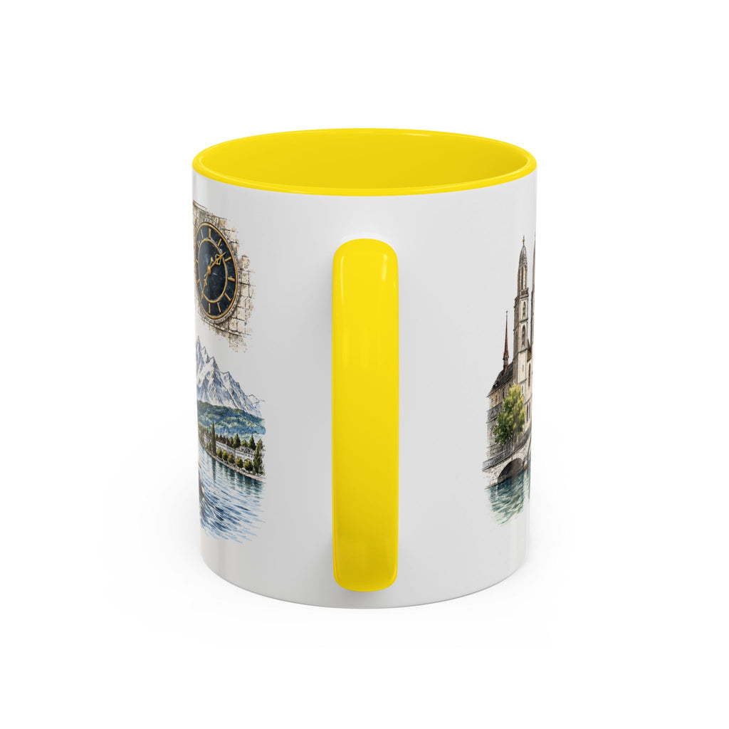 Zurich Coffee Mug | Switzerland Travel Souvenir | Vintage Illustrated City Gift | 11 oz 15 oz Accent Mug