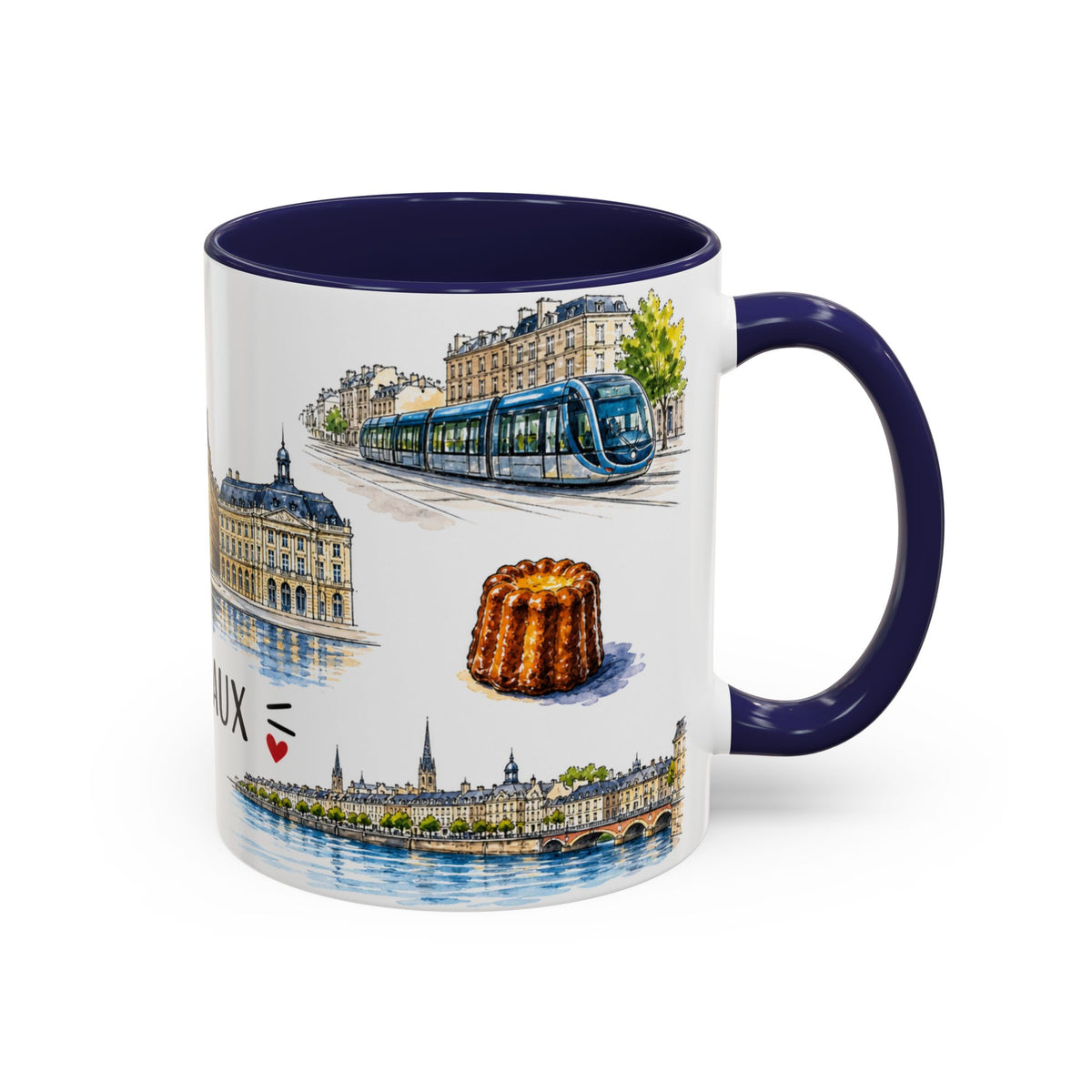 Bordeaux Illustrated Travel Mug | City Souvenir Accent Coffee Mug | 11oz 15oz Ceramic Cup