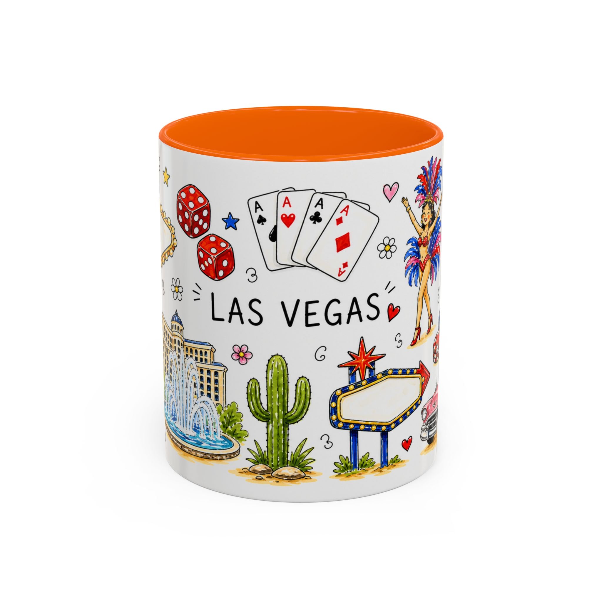 Las Vegas Illustrated Travel Mug | City Souvenir Accent Coffee Mug | 11oz 15oz Ceramic Cup