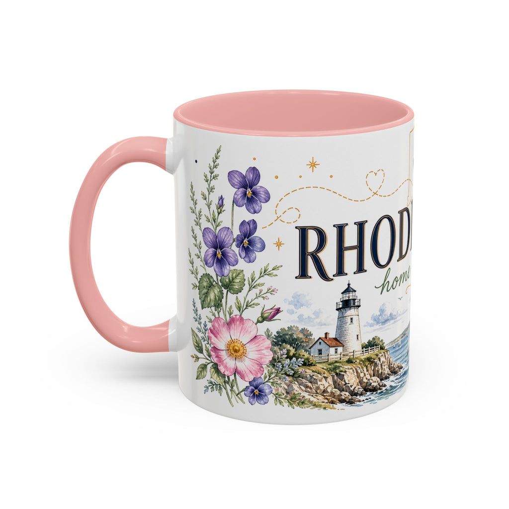 Rhode Island State Map Mug | Botanical Seaside Accent Cup (11oz or 15oz)