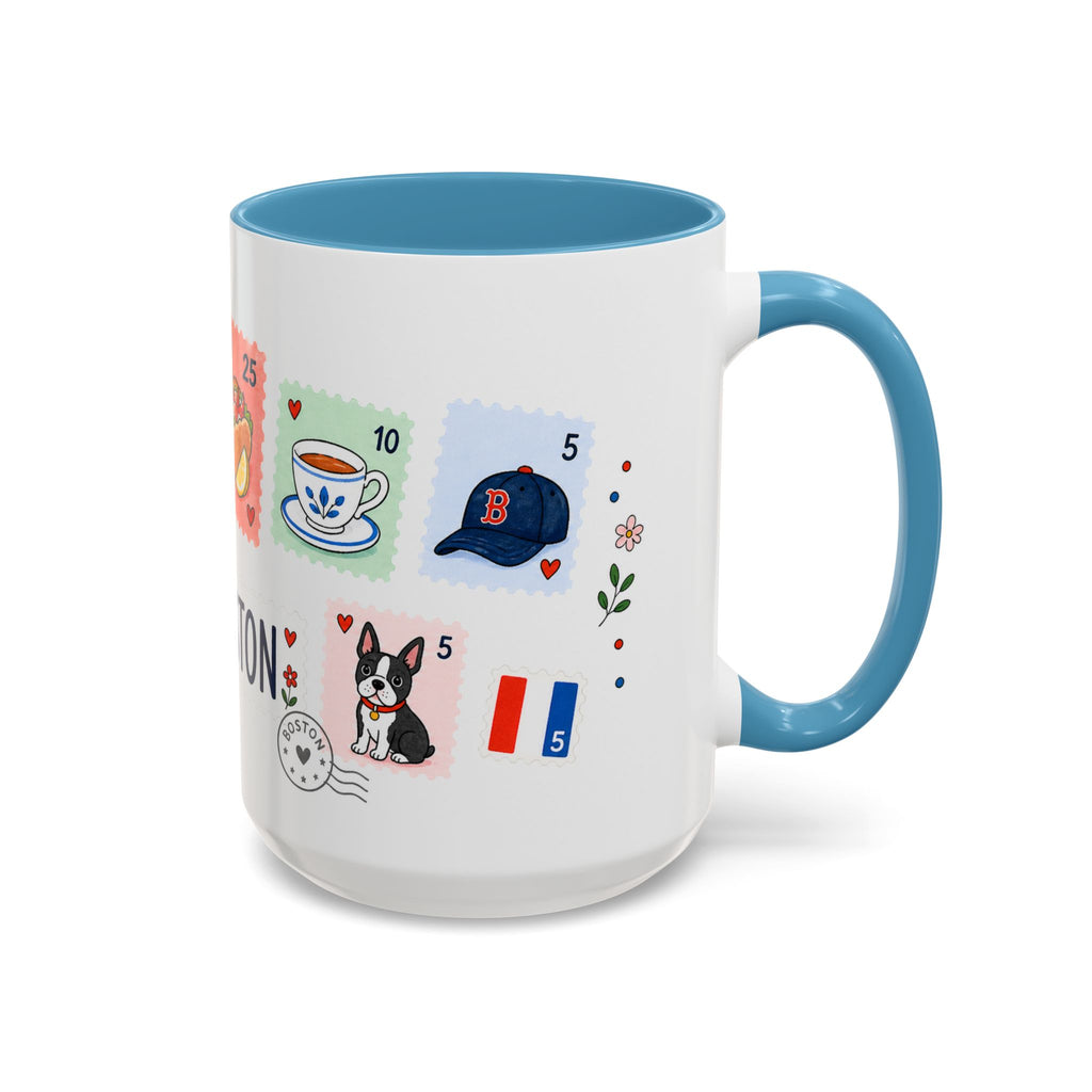 Boston Coffee Mug | Postage Stamp Collage Mug | Travel Souvenir Accent Cup 11oz 15oz