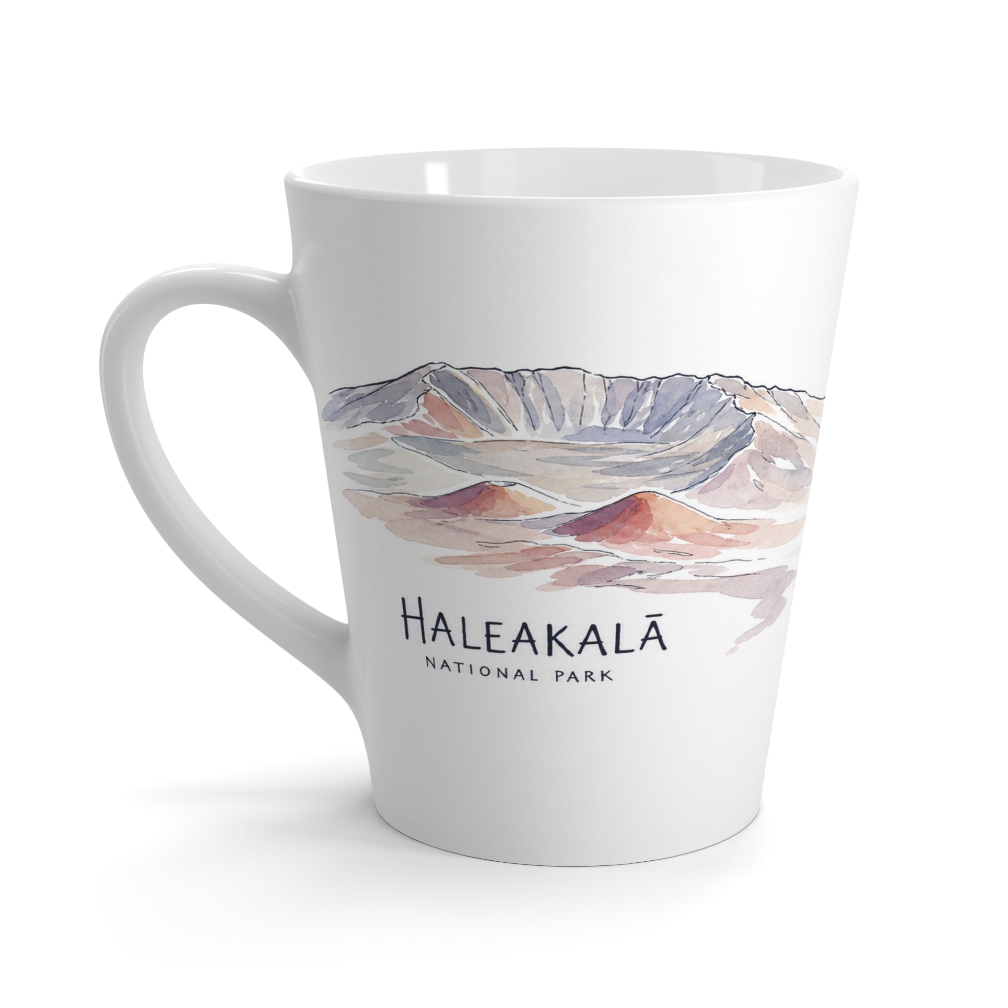 Haleakalā National Park Latte Mug | Pastel Watercolor Nature Coffee Cup | 12 oz Travel Souvenir Gift