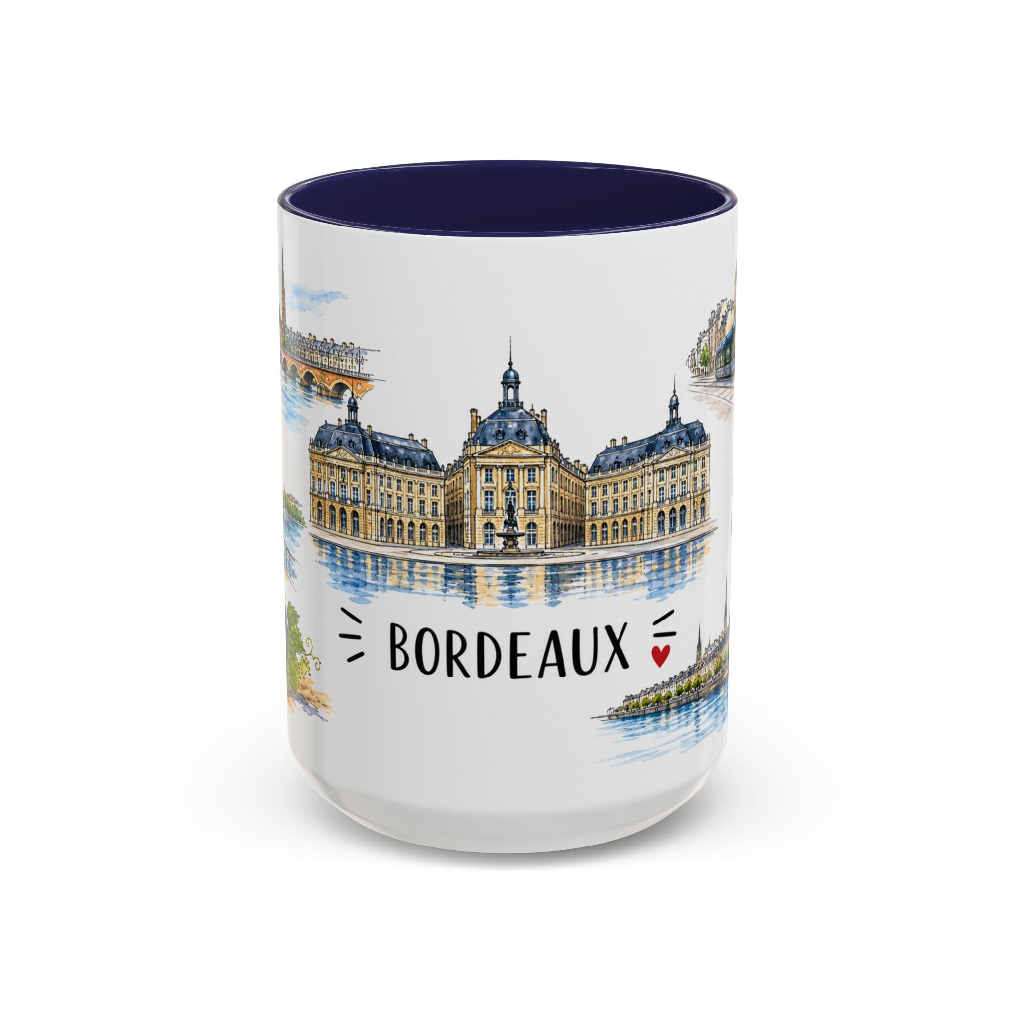 Bordeaux Illustrated Travel Mug | City Souvenir Accent Coffee Mug | 11oz 15oz Ceramic Cup