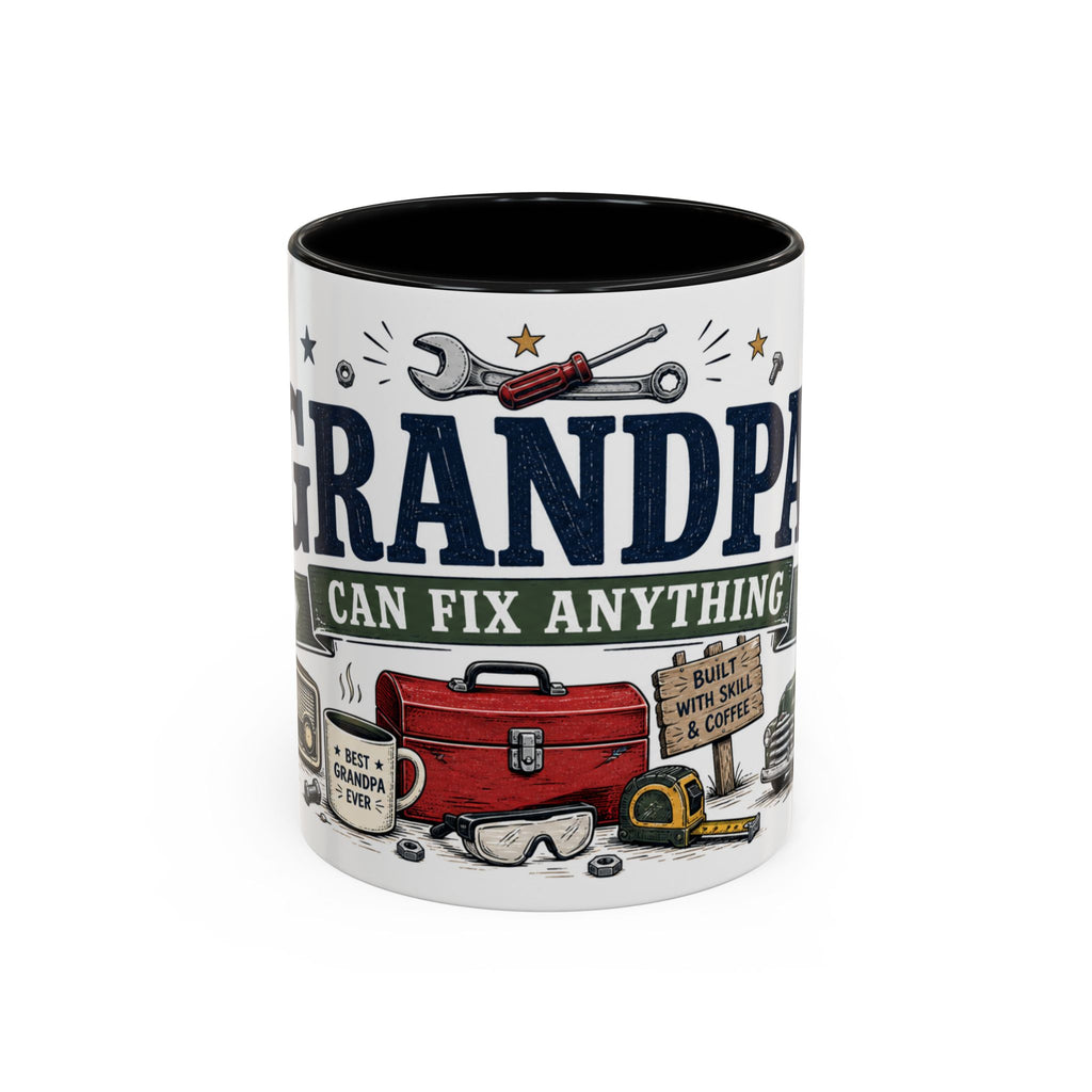 Grandpa Can Fix Anything Coffee Mug | Funny Gift From Grandkids | Accent Ceramic 11oz 15oz