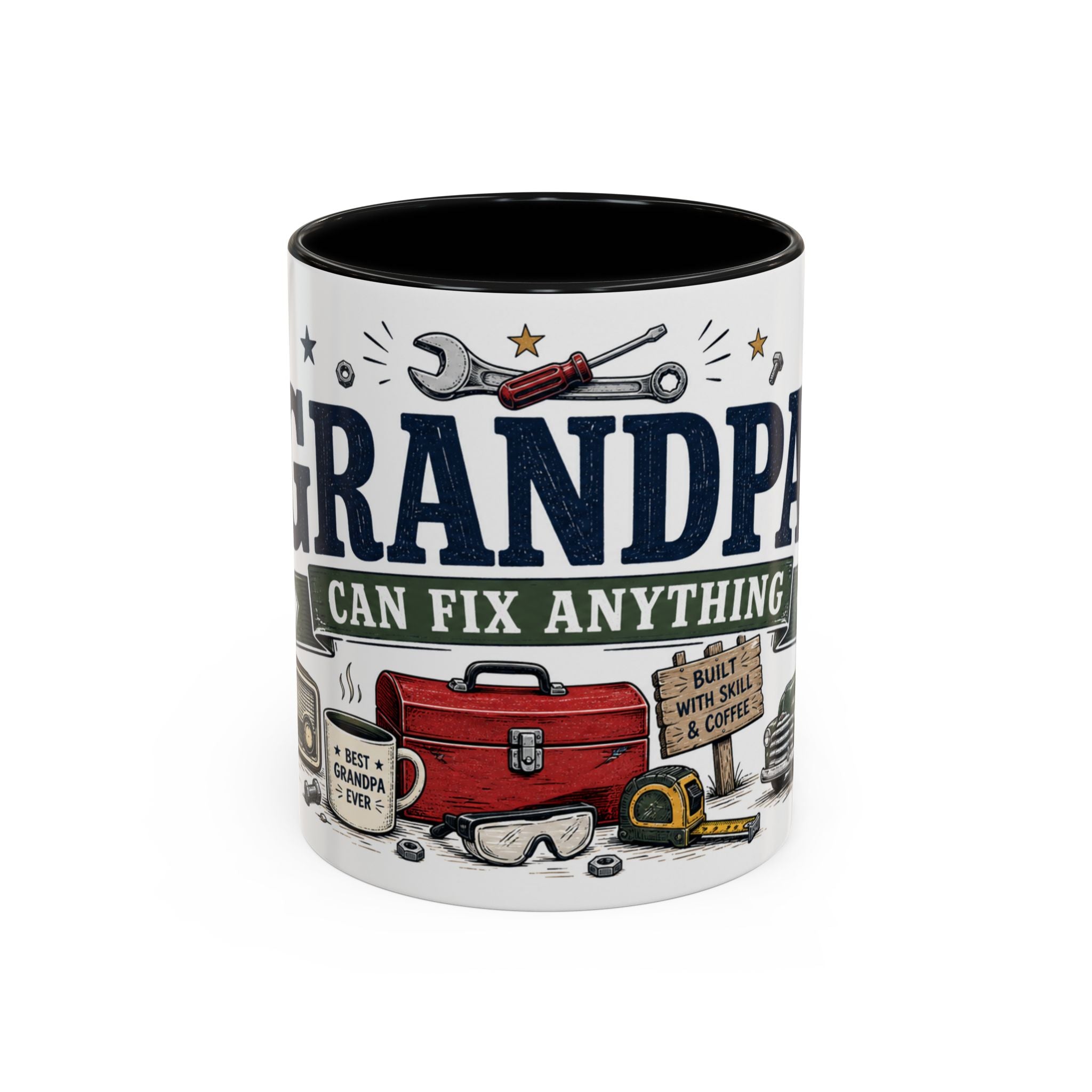 Grandpa Can Fix Anything Coffee Mug | Funny Gift From Grandkids | Accent Ceramic 11oz 15oz
