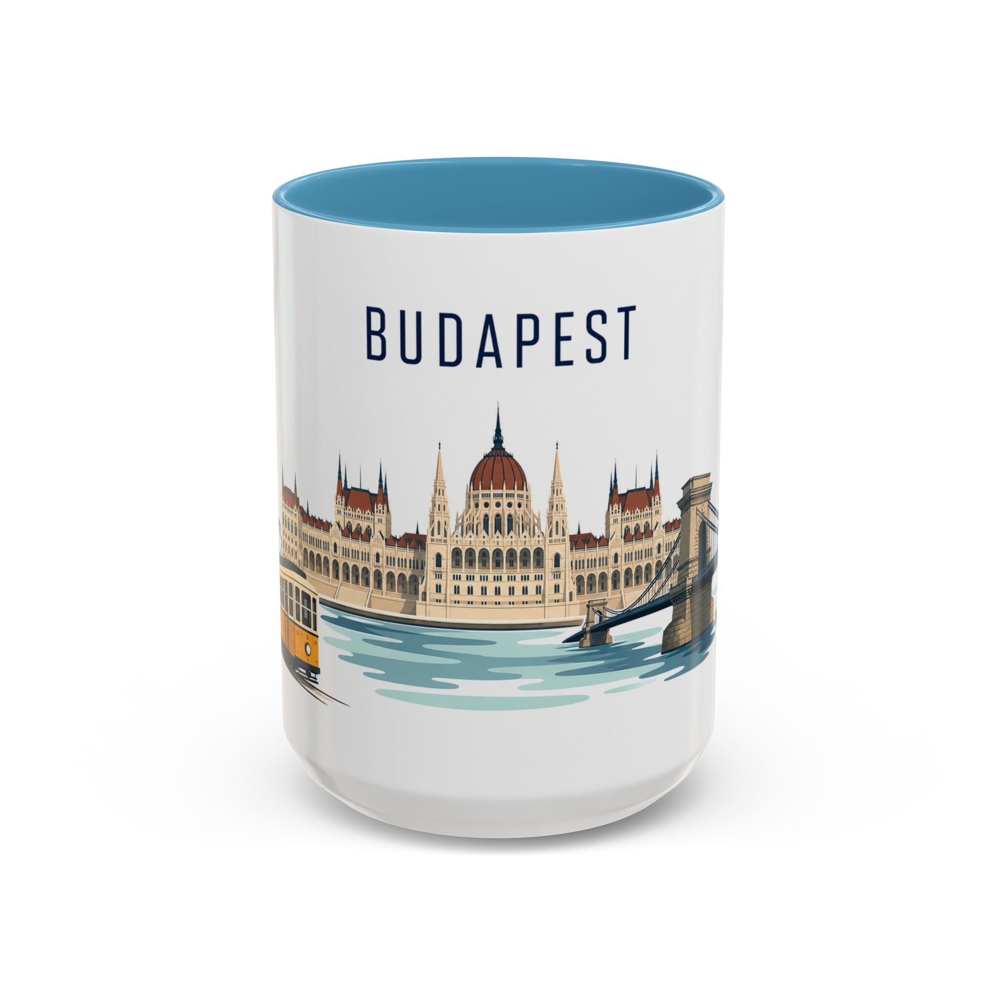 Budapest Coffee Mug | Hungary Travel Souvenir | Porcelain Decal City Gift | 11oz 15oz Accent Mug