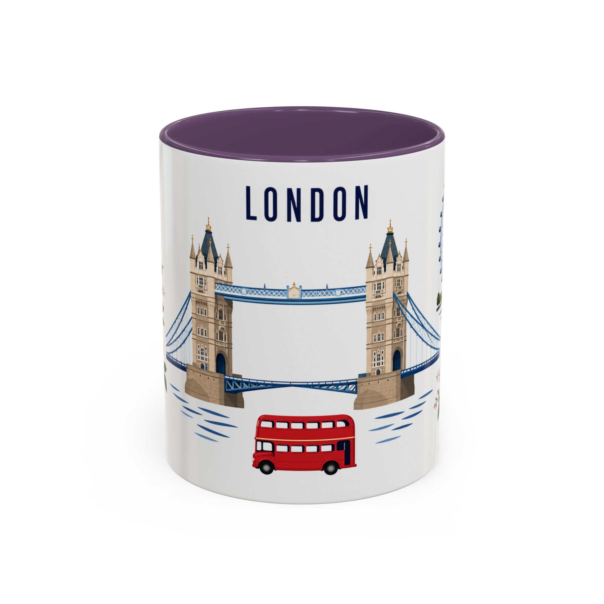 London Coffee Mug | United Kingdom Travel Souvenir | Porcelain Decal City Gift | 11oz 15oz Accent Mug