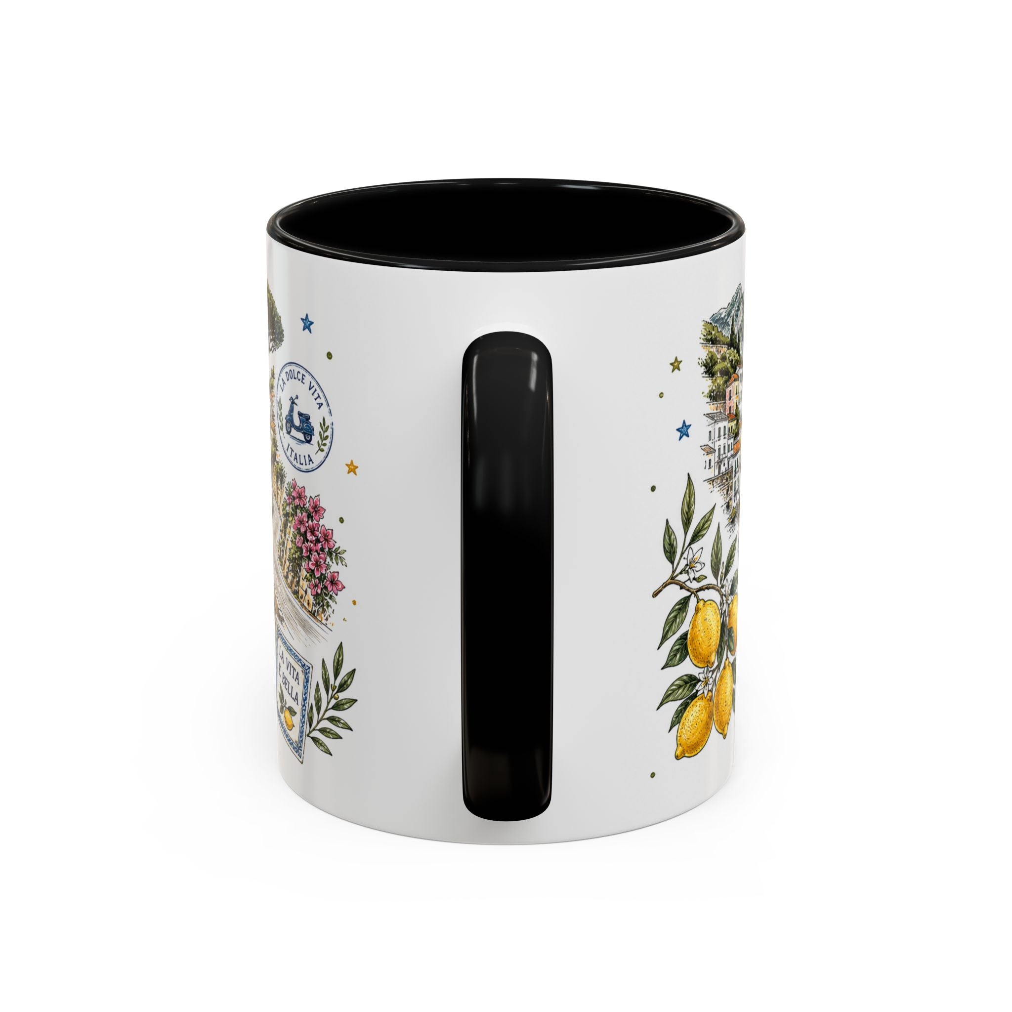 Amalfi Coast Coffee Mug | Travel Destination Souvenir Gift | Accent Color Ceramic 11oz 15oz