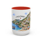 Positano Illustrated Travel Mug | Italy Souvenir Accent Coffee Mug | 11oz 15oz Ceramic Cup