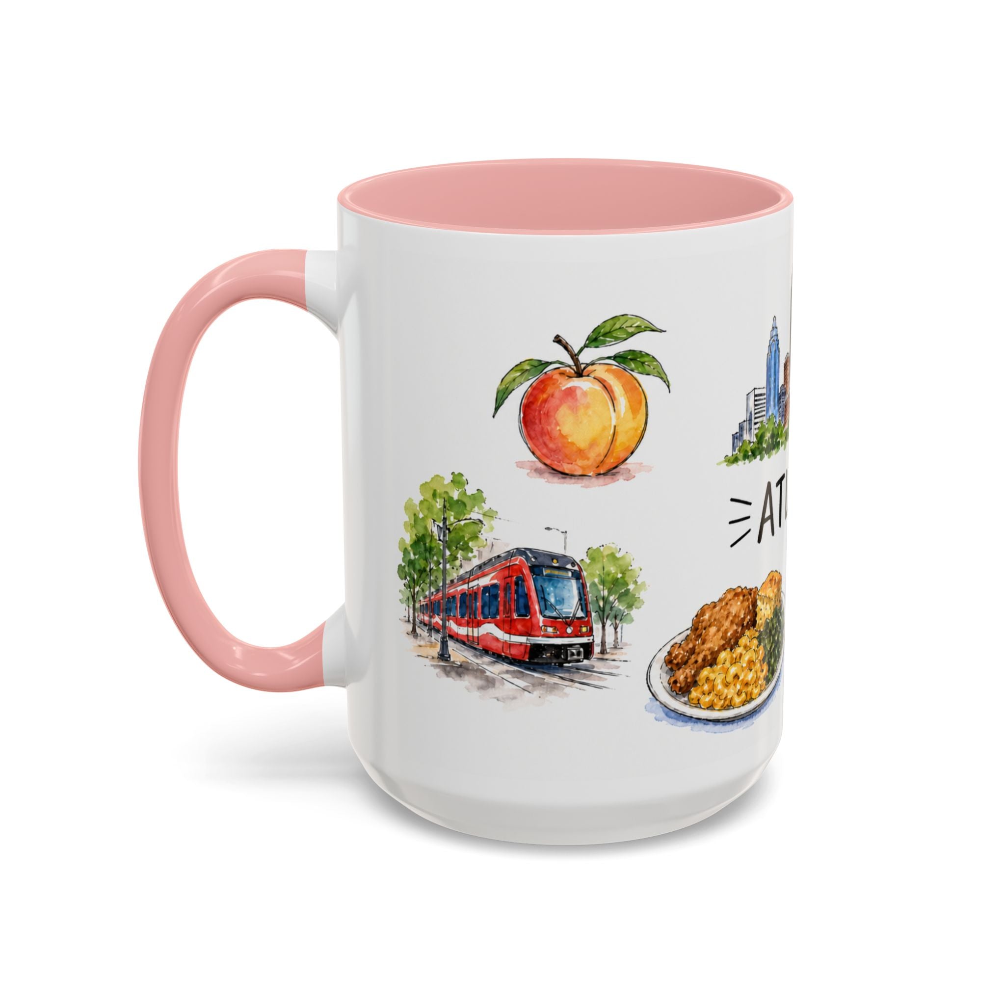 Atlanta Illustrated Travel Mug | City Souvenir Accent Coffee Mug | 11oz 15oz Ceramic Cup