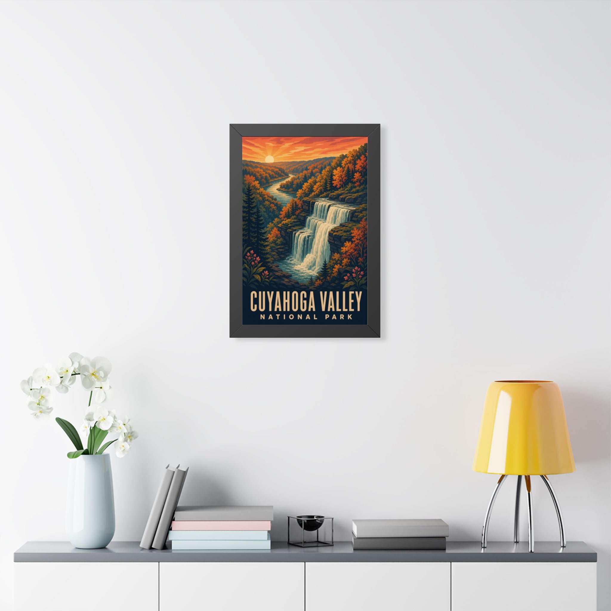 Cuyahoga Valley National Park Framed Poster | Vintage Travel Wall Art | Black Walnut White Frame | 16x24 20x30