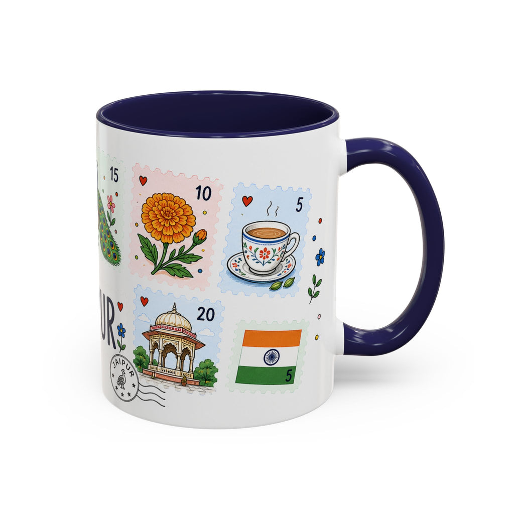 Jaipur Coffee Mug | Postage Stamp Collage Mug | Travel Souvenir Accent Cup 11oz 15oz