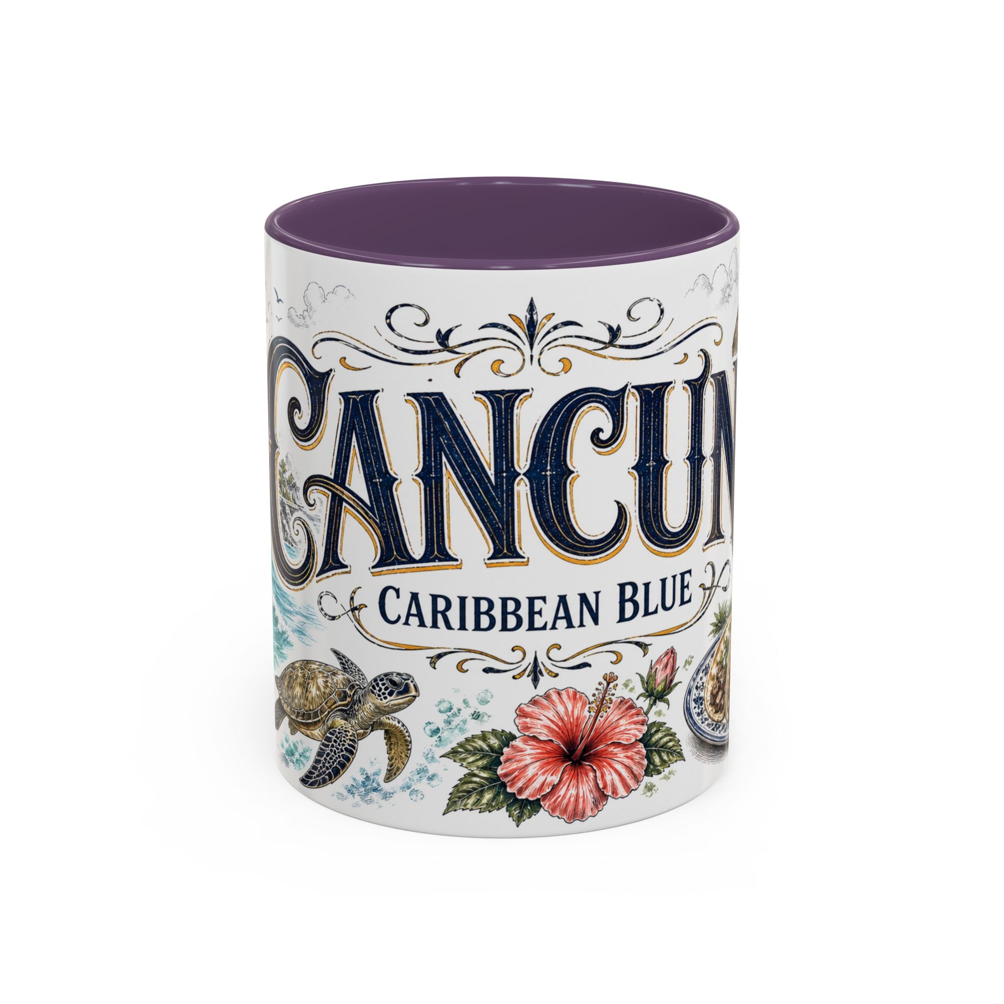 Cancun Coffee Mug | Mexico Travel Souvenir | Vintage Illustrated City Gift | 11 oz 15 oz Accent Mug