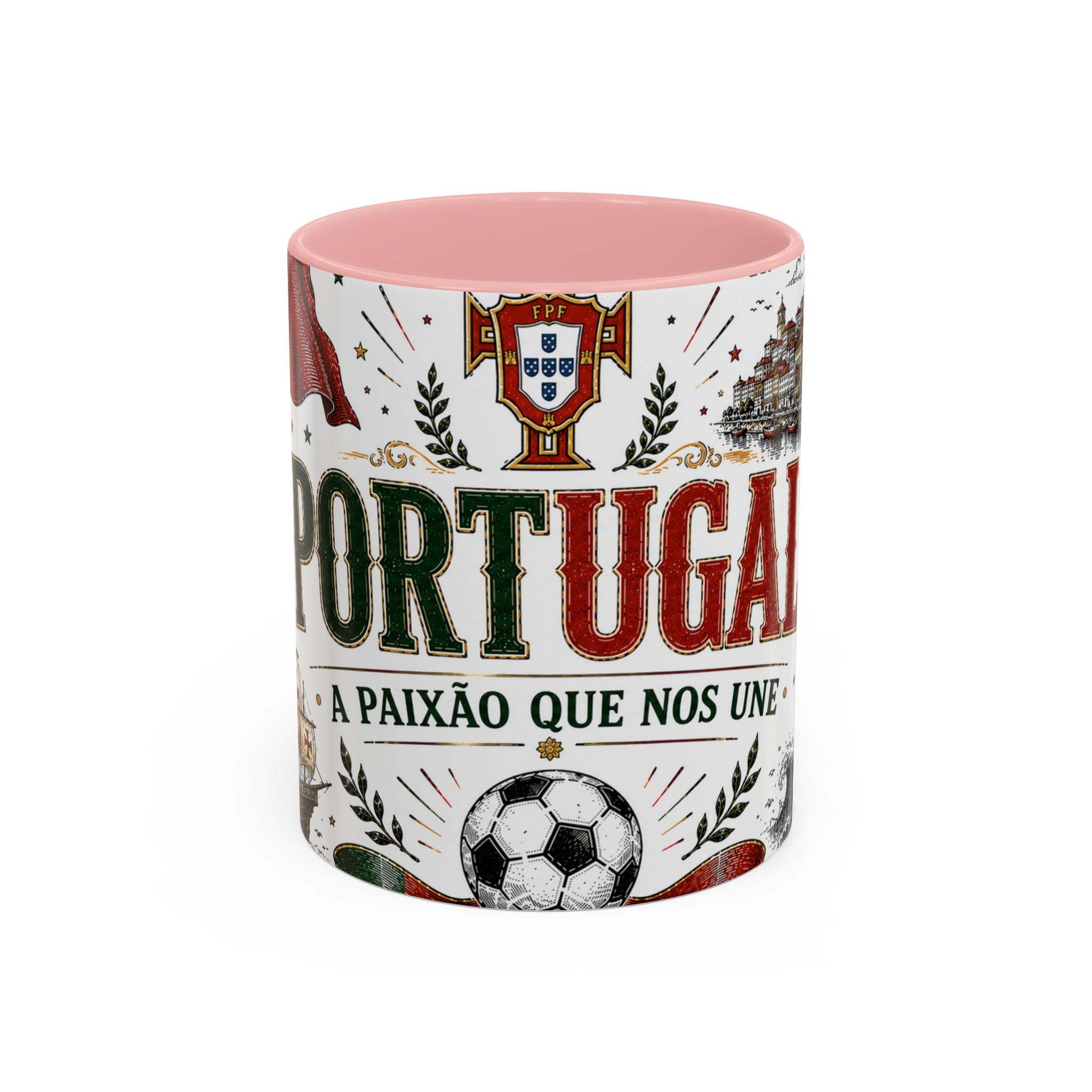 Portugal Soccer Coffee Mug | World Cup Fan Gift | Accent Color Ceramic 11oz 15oz Match Day Cup
