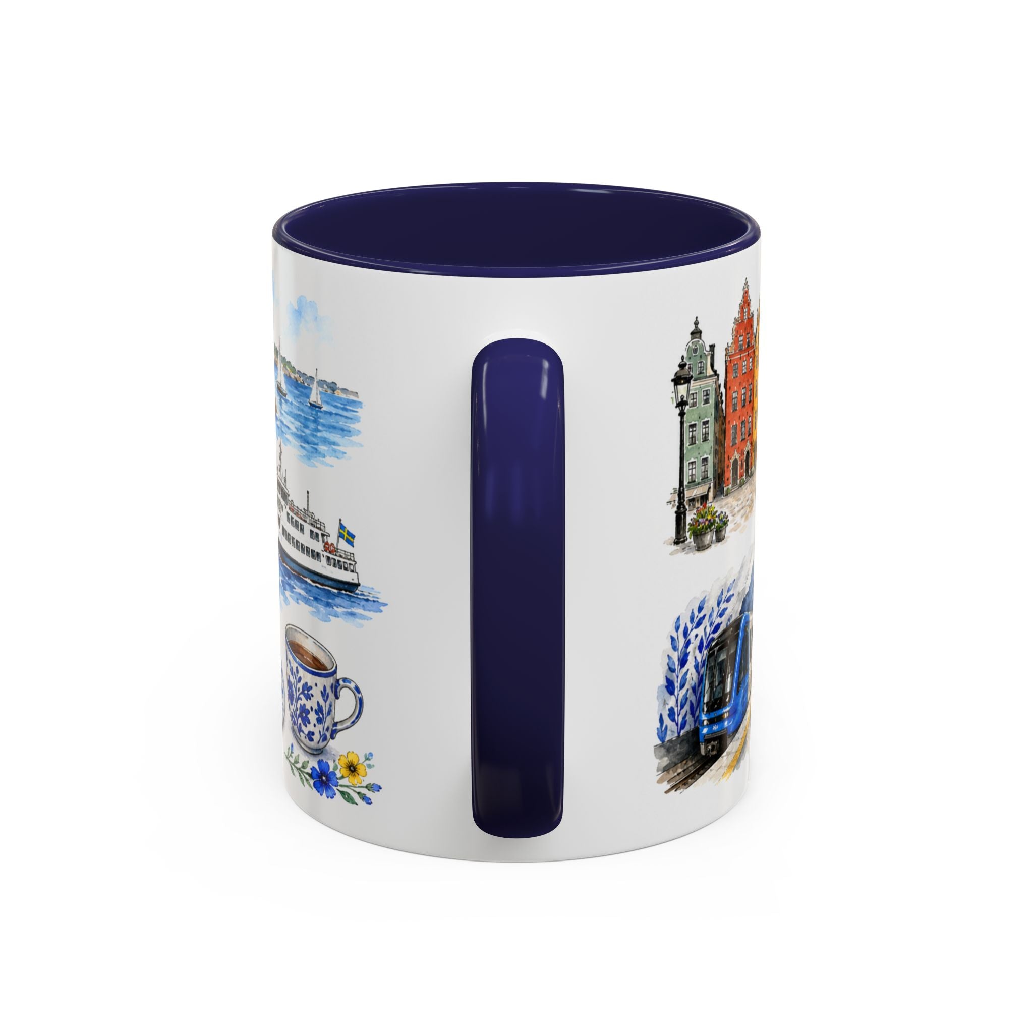 Stockholm Illustrated Travel Mug | City Souvenir Accent Coffee Mug | 11oz 15oz Ceramic Cup