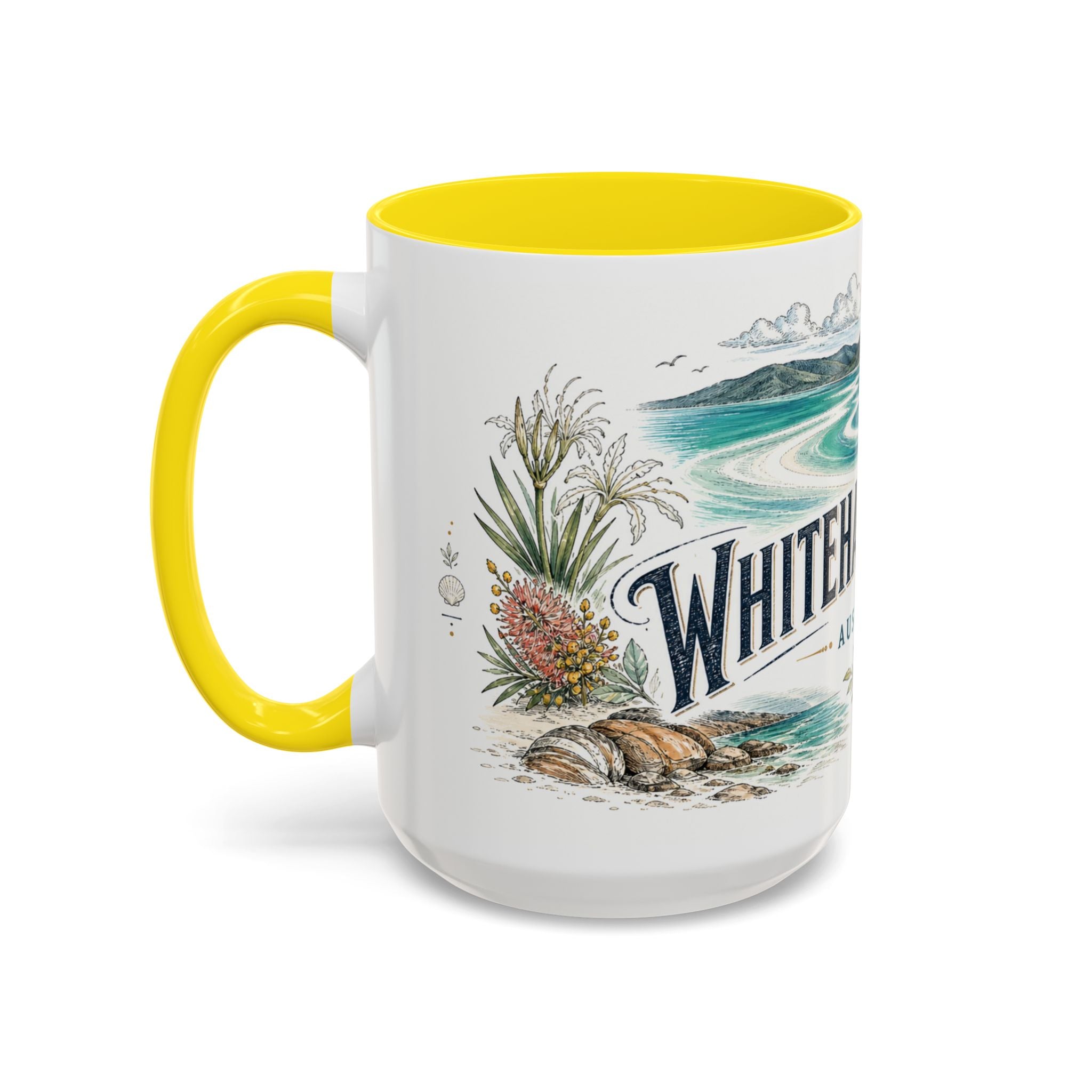 Whitehaven Beach Mug, Australia Travel Souvenir, Bucket List Gift, Accent Ceramic Coffee Mug 11oz 15oz